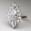 Anillo Elegante Copo de Nieve Estilo Palacio Cao Shi para Mujer, Joyería Nupcial Noble Gota de Agua, Corona Brillante Estilo Popular del Pequeño Libro Rojo