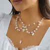 Joyería Transfronteriza Europea y Americana, Collar de Fresa y Mariposa para Chica Dulce y Picante, Collar de Borla de Perla de Imitación de Gama Alta de Nicho para Mujer