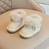 Botas de nieve para niña, forradas de polar, con adornos de pelo de conejo y lentejuelas, botas estilo princesa, nueva colección de invierno, zapatos de algodón para niño pequeño, zapatos para caminar para bebé y niño pequeño