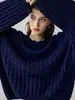 Suéter Pulóver de Punto Grueso Simple con Trenzas Tridimensionales de Cuello Redondo 100% Cachemir Europeo y Americano Otoño e Invierno para Mujer Talla Grande