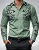 Camisa Casual de Moda para Hombre, Camisa Transpirable Casual de Manga Larga con Cuello Solapa y Botones para Primavera y Otoño