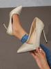 Sapatos de salto alto pontudos femininos 2024 outono novos sapatos de casamento de dama de honra sapatos de salto agulha rasos
