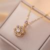 Colar para Mulheres, Celebridade da Internet Zircônia Flor Giratória Nicho Moda Novo Design Pingente, Colar Elegante Flor de Cinco Pétalas com Diamantes Completos