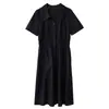 Vestido de diseño simple y fresco de cintura alta para mujer, 26 nuevos de verano, vestido camisero de manga corta de un solo botón de longitud media