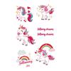 Pegatinas de Tatuaje de Dibujos Animados de Colores de Unicornio para Niños y Niñas Brazo Hombro Sentido de Alta Gama Pegatinas Lindas No Tóxicas Lavables
