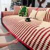 Cojín de Sofá Navideño Invierno 2026 Nueva Decoración Festiva Cojín de Asiento de Sofá de Felpa Tela de Funda Roja Festiva Antideslizante