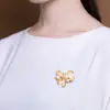 Broche de flor de pérola em prata S925 com incrustação de jade branco Hetian, broche 3D dourado, joia de estilo antigo, feminino, estilo antigo