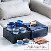 Juego de Té Kung Fu para Viaje al Aire Libre Camping, Juego de Tazas de Té de Cerámica, Bandeja de Té Portátil, Actividades Empresariales, Regalo de Mano