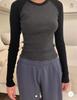 Camiseta Feminina Manga Longa Color Block Estilo BM bm Rags Manga Longa Bellatop Slim Fit Hot Girl Top Gola Redonda Camisa Básica