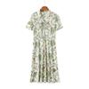 Vestido de Verano de Manga Corta para Mamá, Moderno y Noble, Camisa de Falda Larga con Solapa Floral Nueva de Verano para Mujeres de Mediana Edad y Mayores