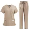 Traje de Scrubs de Cuello en V Más Vendido de AliExpress, Secado Rápido, Casual y Cómodo, para Médicos de Hospital, Enfermeras y Personal de Salones de Belleza