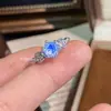 Anillo de Topacio Ultra Brillante Corte Fuego para Mujer, Venta Caliente en Transmisión en Vivo, Moda de Lujo Ligero con un Toque de Alta Gama, Anillo de Aguamarina Rosa