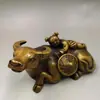 Figura Decorativa de Madera de Vaca de Cobre Puro, Niño Montando Vaca, Decoración del Hogar, Pastorcito, Artesanías de Pastoreo