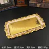 Nuevo Cuenco Rectangular de Hierro Forjado con Encaje de Concha para Frutas Espesor Patrón Europeo Bandeja Dorada Bandeja de Almacenamiento Bandeja de Metal para Té