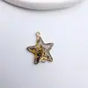 Papel de Abalone Borda Dourada Banhada a Cobre com Gota de Óleo Pendente Duplo Pendente Único Pentagonal Brincos DIY Material Artesanal Acessórios de Joia