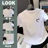 Playera de Algodón con Hilo de Manga Corta para Mujer Verano Nuevo Diseño Nicho Sentido Chica Caliente Top Bajo Irregular Ins Trendy