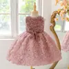 Vestido Infantil Transfronterizo Vestido de Princesa Nuevo para Niñas Vestido con Lentejuelas Parche de Rosa Patchwork Vestido de Fiesta Banquete Vestido de Noche