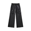 Estilo callejero americano chica hot overol de tiro bajo diseño de nicho para mujer tridimensional multibolsillos holgado casual pantalones rectos de cuero