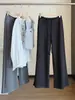 Pantalones deportivos casuales grises para mujer, nuevo estilo coreano de otoño, cintura alta con cordón, bordados, holgados, rectos de pierna ancha