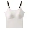 Sujetador de copa fija sin presión, que no se siente, sujetador tipo tank top amortiguador para deportes de intensidad media-alta, ropa interior de soporte suave, transpirable, de alta elasticidad