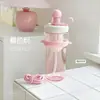 Taza de paja portátil de gran capacidad para el verano, alto valor estético, doble uso para té de flores, vaso de plástico, vaso para beber deportivo ligero y de oxígeno portátil