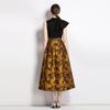 Uma geração de senhoras da moda vintage gola alta cor preta combinando vestido jacquard de indústria pesada vestido de luxo leve roupa de noite