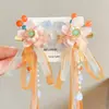 Horquilla floral estilo antiguo para niños, horquilla de princesa tradicional, horquilla con borla estilo chino para niñas pequeñas, accesorio para el cabello Hanfu para niñas