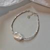 Collar de Perlas de Agua Dulce Bloque Irregular Estilo Barroco Coreano Moda para Mujer Cadena para Clavícula Plata Plateada Rota Irregular