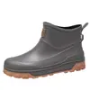 Botas de lluvia cortas de moda transfronterizas para hombre, zapatos de pesca impermeables y resistentes al desgaste para exteriores, zapatos de goma antideslizantes para cocina, zapatos impermeables para lavado de autos para hombre