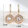 Pendientes de Encaje Calado Redondos con Diamante Blanco Color Dorado Champagne Transfronterizos Europeos y Americanos Moda Otoño e Invierno Circonita Micropavimentada Accesorios Versátiles