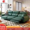 Sofá elétrico de fileira reta couro genuíno estilo italiano sala de estar luz luxo pequeno apartamento moderno simples cyber celebridade tofu bloco sofá funcional