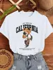Camiseta de Mujer Estampado de Oso Calle California Moda Casual Moda Algodón Ropa Suelta Cuello Redondo Manga Corta