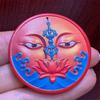 Colgante de thangka pintado con ojo de Buda prajna de cinabrio de alto contenido, cadena de suéter, collar de arena roja pintado de doble cara, algodón frotado a mano