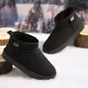 Botas de nieve de suela gruesa para otoño e invierno, forradas con vellón, de algodón grueso, cálidas y a la moda, de color liso, sencillas y cortas.