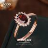 Majestade Rosa Anel Feminino de Prata Esterlina S925 Banhado a Ouro 18K Rubi Retrô Anel de Prata Esterlina Modelo de Exportação Requintado e Atmosférico
