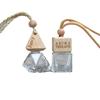 Frasco de Perfume Criativo para Carro com Tampa de Madeira e Cordão, Frasco de Vidro Cosmético Vazio, Pingente Decorativo, Frasco de Aromaterapia Atacado