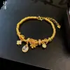 Pulsera de Mariposa Dorada Perla Hielo Triturado, Pulsera de Calabaza Corazón Perla de la Suerte, Trébol de Cuatro Hojas Oro Arena, Venta Directa del Fabricante