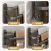 Estante para Toallas Gris Metalizado, Barra para Toallas de Baño Montada en la Pared Sin Taladro, Estante de Almacenamiento, Organizador de Baño