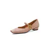 ¡Nuevo ~ Estilo chino! Zapatos Mary Jane de Punta Cuadrada para Mujer, Simples, de Tacón Cuadrado, con una Sola Correa, Zapatos de Banquete