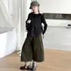 Nuevo conjunto de tres piezas de punto estilo coreano para otoño e invierno: top básico y pantalones acortados de pana - un conjunto versátil con pantalones de pierna ancha para un look moderno