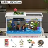 Aquário Transparente Ecológico Doméstico, Aquário Quadrado de Mesa para Peixe Betta, Tanque de Riacho para Paisagismo de Escritório e Sala de Estar, Tanque para Criação de Tartarugas
