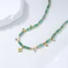 Collar de Perlas de Agua Dulce y Ágata Verde con Cuentas de Moda de Verano para Mujer, Cadena para Clavícula que No se Desvanece, Joyería Europea y Americana Versátil al por Mayor