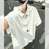 Camisa polo da moda estilo americano branca e cinza, camiseta de algodão puro de manga curta para homens, top de ombro normal de alta qualidade para casais de verão