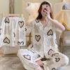 Verão de três peças arco pijamas senhoras versão coreana de solto micro-business online vermelho ao vivo roupas de casa das mulheres uma geração de cabelo