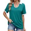 Amazon Europa y Estados Unidos comercio exterior transfronterizo primavera y verano 2025 nuevo solapa color contrastante holgada manga corta camiseta chaqueta de mujer en stock