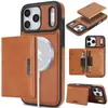 Aplicável à Capa de Celular Magnética Dois em Um iPhone 18 Suporte de Cartão Samsung S26 Carregamento Sem Fio MagSafe Capa de Couro