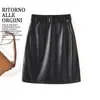 Falda Corta de Piel de Oveja Haining Transfronteriza para Mujer - Nuevo Otoño 2026 Falda de Cintura Alta Adelgazante de Línea A Talla Grande