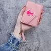 Tema Rosa Color Puro Borla Billetera para Monedas Tarjetero de Estudiante Cartera Corta Ranura para Múltiples Tarjetas Corto