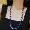 Cadena de Suéter Collar de Cadena para Clavícula con Diseño de Perla de Cristal Artificial Lapis Lázuli Natural 4-12 mm