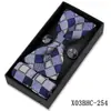 Corbata de moño a rayas, Pañuelo de bolsillo, Gemelos Set de caja de regalo de 3 piezas para Novio, Anfitrión, Accesorios para Ropa Formal, Corbata de moño en stock